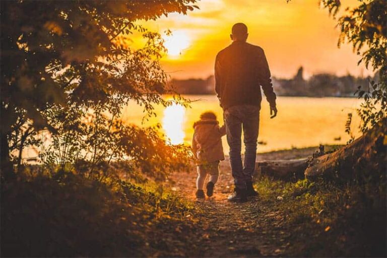 Strong Godly Fathers Love - Image of Father and Child walking